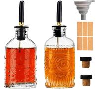 gegewawa Glass Coffee Syrup Dispenser Bottles Set 2 Pack 7 OZ, Simple Syrup Bottles with Metal Pour Spout, Syrup Dispenser for Coffee Bar Accessories for Maple Honey Syrup Oil and Sauces