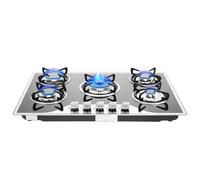 gegeweeret 5-Burner Gas Cooktop | 63% Thermal Efficiency & 3kW+ Burners | Built-in/Countertop Installation | LPG/NG Compatible | Coated Glass & Al-Alloy