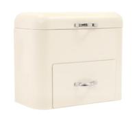 gegeweeret Metal Bread Boxes 2-Layer Bread Bins for Kitchen, Corner Bread Bin with Top Lid and 2 Drawers for Fresh Loaves, Cookies, Pastries, 30×20.5×26.5cm (Milky White)
