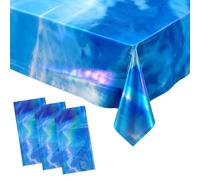 Gegraterwa Ocean Tablecloth 3 Pcs Ocean Themed Party Decorations Plastic Blue Table Cover for Beach Pool Birthday Under The Sea Party Decorations 108 x 54 Inch