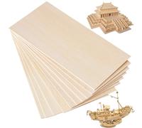 GegXcn 10 PCS Balsa Wood Sheets, 200x100x2mm, Easy to Cut Thin Warp-Resistant Wood Boards for Home Decor DIY Crafts Painting, Lightweight Basswood Sheets for Model Building Carving Art Projects