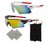 GegXcn 2 Pack Kids Sunglasses, UV400 Protection Polarized Teens Childrens Sunglasses, Wrap-Around Style for Cycling, Running, Baseball and Golf, Unisex Kids, Sporty Modern