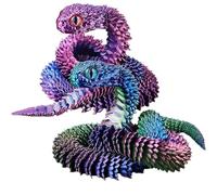 GegXcn 2Pcs 3D Printed Animals,Stress Relief Fidget Toy for Home & Office Desk, 3d Printed Snake Collectable Animals Decor Executive Desk Toys(Red and Blue Gradient)