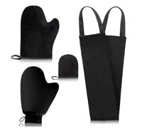 GegXcn 4-Piece Self Tanning Mitt Set, Soft Flocked Waterproof Reusable Fake Tan Mitt, Tan Application for Body, Back, Fingers & Toes, Black