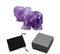 GegXcn Amethyst Elephant Ornament, Mini Hand-Carved Crystal Elephant Figurine, for Desk, Coffee Table, Office, Shelf Decor, Good Luck Gift for Women, Cute Birthday