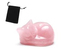 GegXcn Sleeping Cat Ornaments, Hand-Carved Pink Rose Quartz Crystal Cat Statue, Healing Crystal Decor for Home Office Desk, Unique Gift for Your Lover, Children, Parents Cat Lovers and Friends