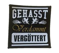 Gehasst Verdammt Vergöttert Sew-On / Iron-On Patch Suitable for Böhse Onkelz Fans, Patch, Rocker, German Rock, Biker (GVV 1 (10 x 10 cm)