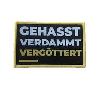 Gehasst Verdammt Vergöttert Sew-On / Iron-On Patch Suitable for Böhse Onkelz Fans, Patch, Rocker, German Rock, Biker (GVV 3 (10 x 7 cm)