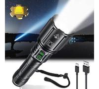 Gehavin Super Bright Rechargeable Flashlight 4200.000 High Lumens,Led Powerful Flashlights with 6 Modes,High Powered Flashlight with IP67 Waterproof,Tactical Emergency Flashlight (18.5, Watt Hours)