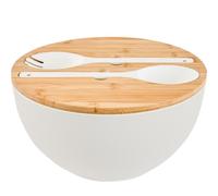 GEHE 12" Salad Bowls, Bamboo Fiber Salad Bowl with Lid, 7.7Qt Extra Large Mixing Bowls with Servers for Kitchen, Salad Serving Bowl Set with Utensils for Salad, Pasta, Fruits, Vegetables and Dessert
