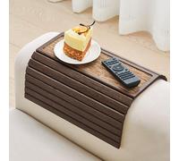 GEHE Bamboo Couch Arm Tray Table, Flexible/Foldable Sofa Arm Tray Brown