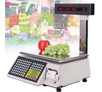 GEHPYYDS Commercial Label Printing Scales, Digital Barcode Weighing Scales,Back Front Dual Display, 71 Shortcut Keys Electronics Barcode Thermal Printer for Supermarket/Retail Store