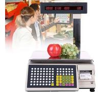 GEHPYYDS Digital Price Label Printing Scale,Electronics Barcode Thermal Printer,With Label And Receipt Printer,Double Display,71 Shortcut Keys,Commercial Label Printing Scales