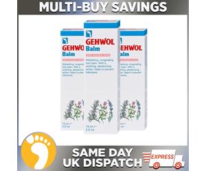 Gehwol Foot Balm for Dry Rough Skin 75ml - Softening & deodorising Balm x3 Pack