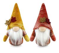 Gehydy Set of 2 Autumn Gonk Plush Decorations Handmade Gnome Maple leaf Home Ornaments Christmas Holiday Party Figurines