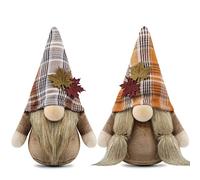 Gehydy Set of 2 Autumn Gonks Decoration 3D Maple Leaf Gnome Handmade Decor for Home Kitchen