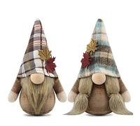 Gehydy Set of 2 Autumn Gonks Decoration 3D Maple Leaf Gnome Handmade Decor for Home Kitchen