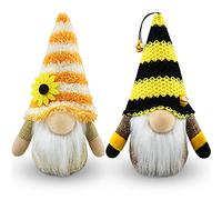 Gehydy Set of 2 Autumn Gonks Decoration Easter Summer Bumble Bee Gnome Plush Handmade Decor for Home Kitchen