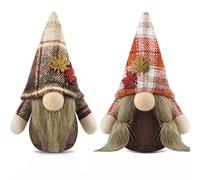 Gehydy Set of 2 Autumn Gonks Decoration Maple Leaf Gnome Handmade Thanksgiving Decor for Home Kitchen Farmhouse