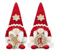 Gehydy Set of 2 Christmas Gonk Decorations Candy Handmade Gnome Xmas Decor for Home Kitchen Farmhouse - Red
