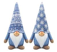 Gehydy Set of 2 Christmas Gonk Decorations Handmade Gnome Plush Stuffed Xmas Decor for Home Kitchen Farmhouse - Blue