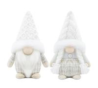 Gehydy Set of 2 Christmas Gonk Decorations Handmade Gnome Xmas Decor for Home Kitchen Farmhouse - White