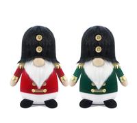 Gehydy Set of 2 Christmas Gonk Decorations Handmade Santa Claus Soldiers Gnome Plush Stuffed Xmas Decor for Home Kitchen Farmhouse