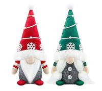 Gehydy Set of 2 Christmas Gonk Decorations Handmade Snowflakes Gnome Xmas Decor for Home Kitchen Farmhouse - Red & Green