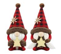 Gehydy Set of 2 Christmas Gonk Decorations Handmade Star Gnome Xmas Decor for Home Kitchen Farmhouse - Dark Red