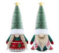 Gehydy Set of 2 Christmas Gonks Decorations Santa Star Gnomes Handmade Decor for Home Kitchen Farmhouse