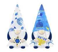 Gehydy Set of 2 Hanukkah Gonk Chanukah Christmas Decoration Gnome Handmade Scandinavian Tomte Xmas Decor for Home Kitchen - White & Navy Blue