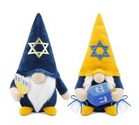 Gehydy Set of 2 Hanukkah Gonk Chanukah Christmas Decoration Gnome Handmade Scandinavian Tomte Xmas Decor for Home Kitchen - Blue & Orange