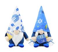 Gehydy Set of 2 Hanukkah Gonk Chanukah Christmas Decoration Gnome Handmade Scandinavian Tomte Xmas Decor for Home Kitchen - White & Blue