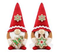 Gehydy Set of 2 Red Christmas Gonk Decorations Handmade Gingerbread Candy Gnome Xmas Decor for Home Kitchen Farmhouse