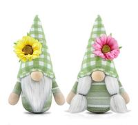 Gehydy Set of 2 Spring Gonks Decoration Easter Flower Gnome Handmade Summer Decor for Home Kitchen