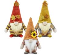 Gehydy Set of 3 Autumn Gonks Decoration Maple Leaf Flower Gnome Plush Handmade Decor for Home Kitchen Farmhouse