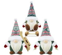 Gehydy Set of 3 Christmas Gonk Decorations Mini Gnome with Sled Handmade Xmas Decor for Home Kitchen Farmhouse - Green