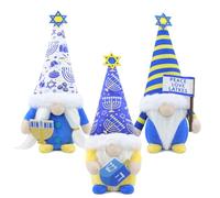 Gehydy Set of 3 Hanukkah Gonks Decorations Gnomes Handmade Decor for Home Kitchen Farmhouse