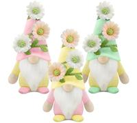 Gehydy Set of 3 Spring Gonks Decoration Easter Flowers Gnome Handmade Decor for Home Kitchen