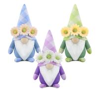 Gehydy Set of 3 Spring Gonks Decoration Easter Summer Flowers Gnome Handmade Decor for Home Kitchen