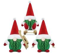 Gehydy Set of Christmas Gonk Decorations Mini Gnome Plush 3 Xmas Red