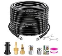Geichan 15M/50 FT Pressure Washer Drain Pipe Sewer Blockage Hose Cleaning Kit Compatible with Karcher Kärcher,Bosch,LAVOR,180 Bar/5800PSI High Pressure Drain Cleaner Hose with Rotating Jet Nozzle