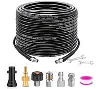 Geichan 30M/100FT High Pressure Drain Hose, Sewer Jetter Kit Pressure Washer Drain Pipe Hose Cleaning Kit Come with Adapters for Karcher K2-K7 Series,Bosch,LAVOR Household Use Pressure Washer