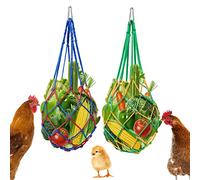 Geichan Hens Cabbage Feeder,Hanging Fruit Veggies Skewers Vegetable String Bag with Hook,Feeder Toys for Chickens Duck Large Birds Goose 2pcs