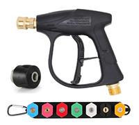 Geichan High Pressure Washer Gun Handle Compatible with Karcher,Short Nozzle Jet Wash Gun M22 14MM Hose Interface & Adaptor Compatible with 1/4'' Quick Connect Nozzles 4350PSI