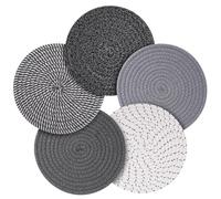 Geichan Pot Holders Trivets Set 5 Pcs,Heat Resistant Large Coasters for Kitchen,Hot Plate Mats for Table and Countertops, Farmhouse Decor (Blackwhite Series)