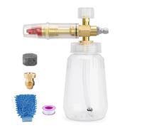 Geichan Snow Foam Lance,1/4'' Quick Connector, Adjustable Foam Cannon with 1L Capacity, Wide Neck Snow Foam Bottle, Car Foam Sprayer Compatible with Quick Release Pressure Washer Jet Car Wash Gun