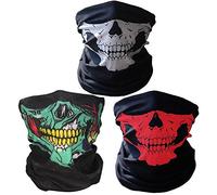 Geila 3 Pack Seamless Skull Face Tube Mask Breathable Neck Warmer Face Cover Headband Scarf Motorcycle Head Wrap