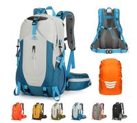 Geila 40L Hiking Backpack for Men & Women, Ultra-Lightweight & Water-Resistant Rucksack, Large Capacity Breathable Trekking Climbing Daypack with Rain Cover, Hydration Compatible (40L-Blue)