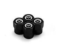 geimaisiquanjia 4 Pcs Tire Valve Stem Caps for Mazda CX-5 CX-7 CX-8 M6 MX5 RX7 RX8 A8 CX9 X MX, Stem Dust Covers Wheel Tyre Valve Stem with Seal Ring Metal Car Dust Caps for Car Tyres,Black